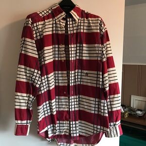 Tommy Hilfiger Red and White Plaid Dress Shirt